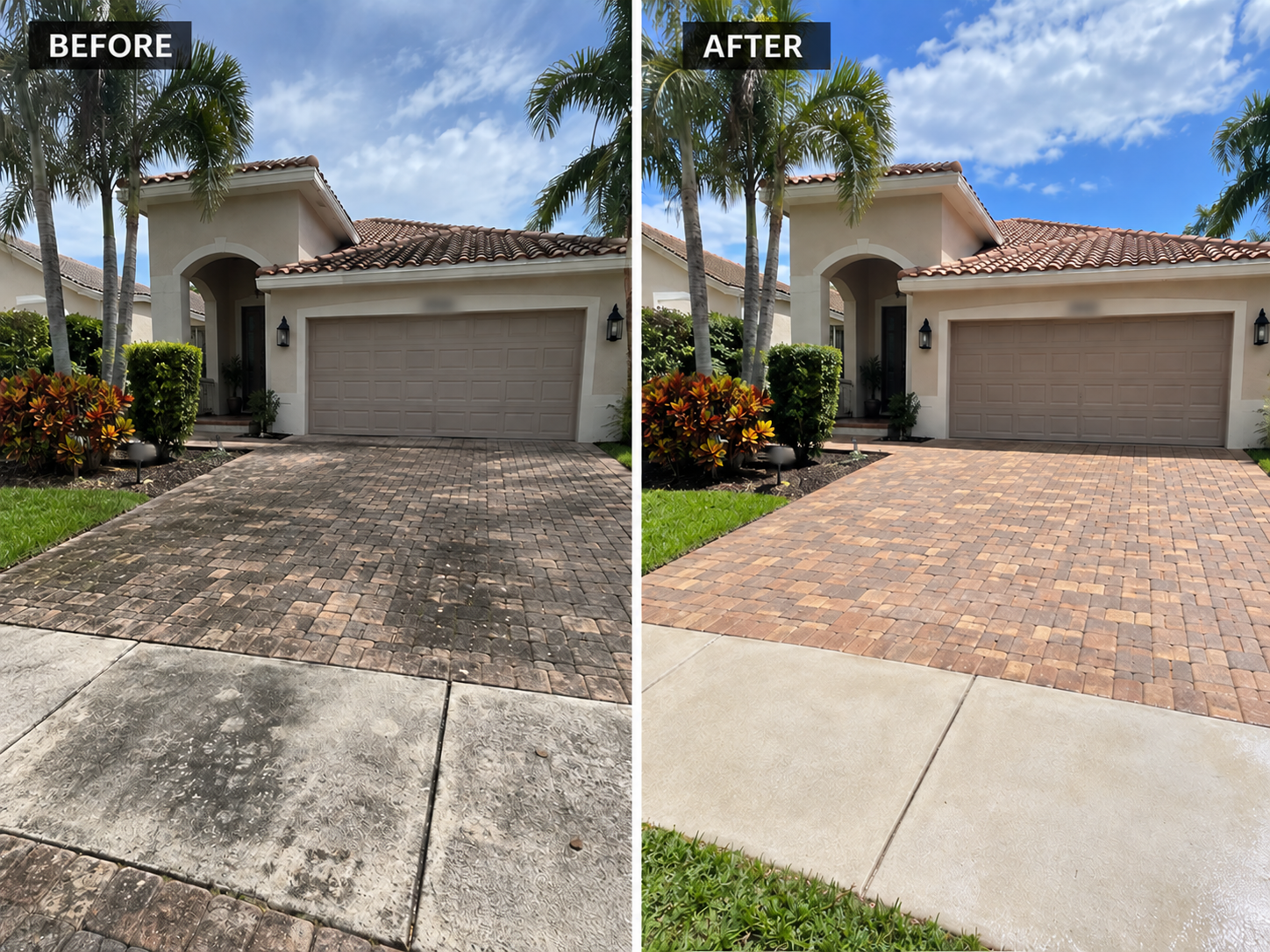 Driveway cleaning before and after