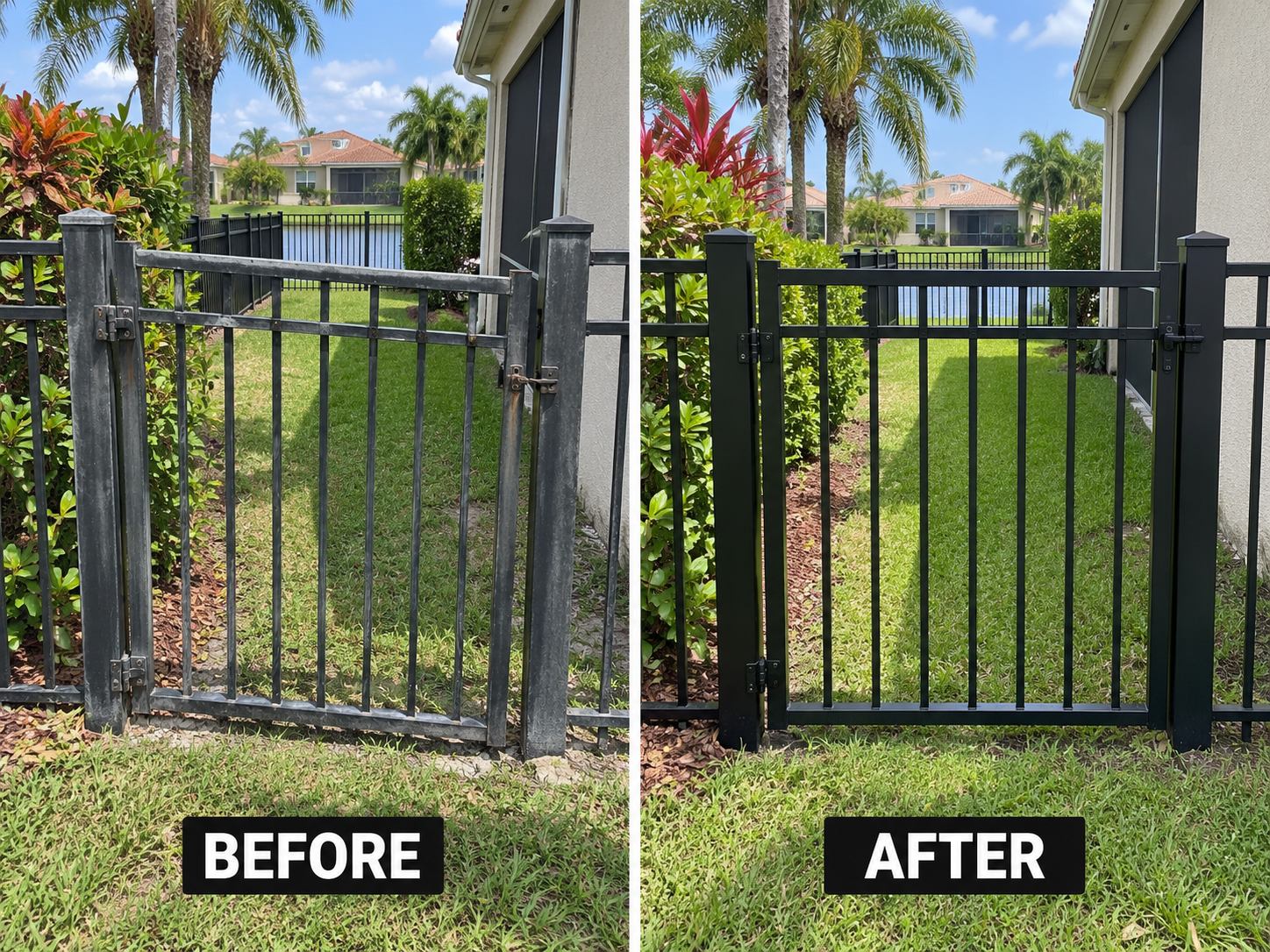 Fence & gate refresh before and after